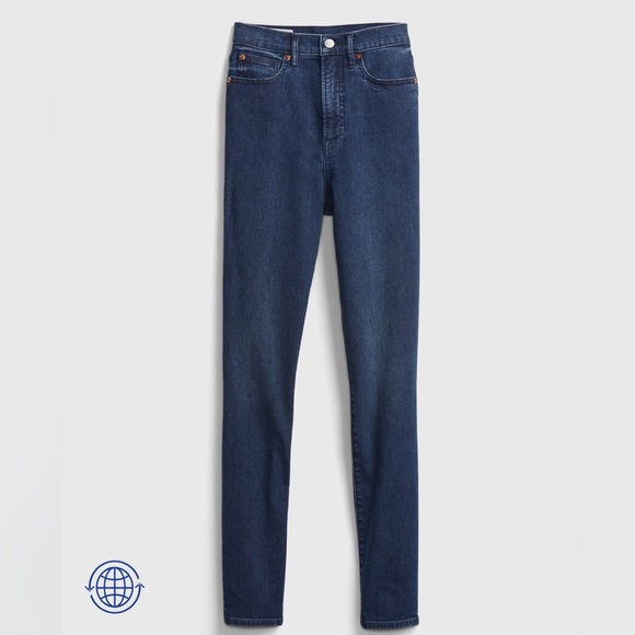 Gap Sky High True Skinny Jeans w Secret Smoothing Pockets (26 Long, Dark Rinse) - Picture 2 of 6